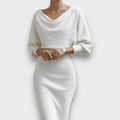 Lunaria – Gedrapeerde Batwing Midi Jurk
