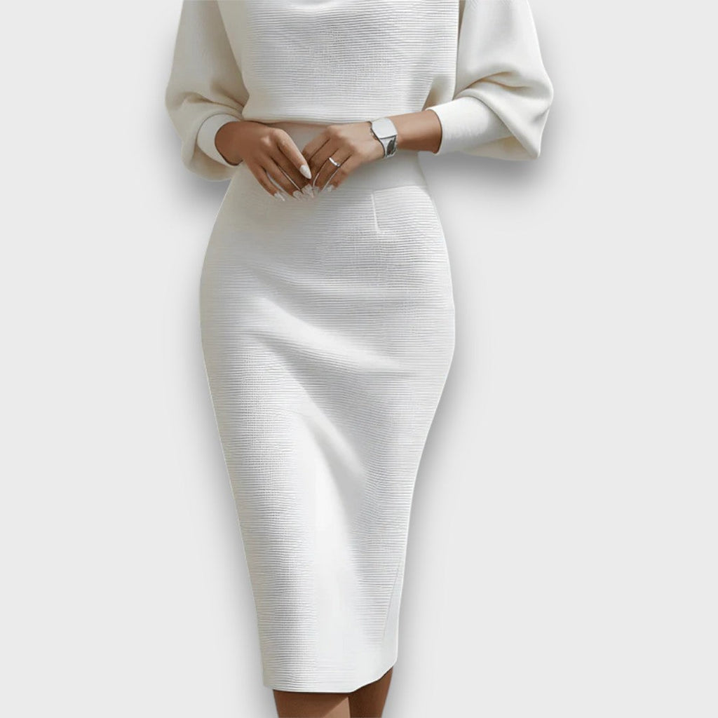 Lunaria – Gedrapeerde Batwing Midi Jurk