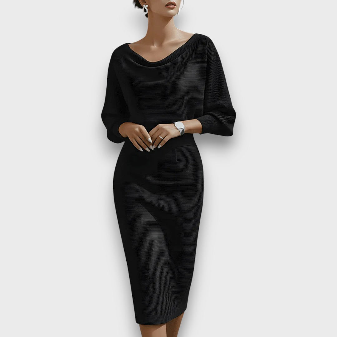Lunaria – Gedrapeerde Batwing Midi Jurk