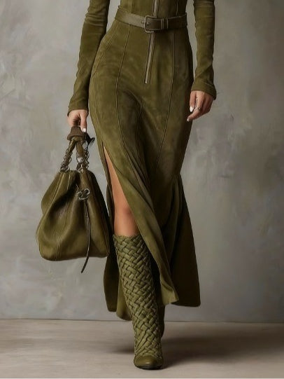 Lunori™ | Alessia Lange Suède Jurk
