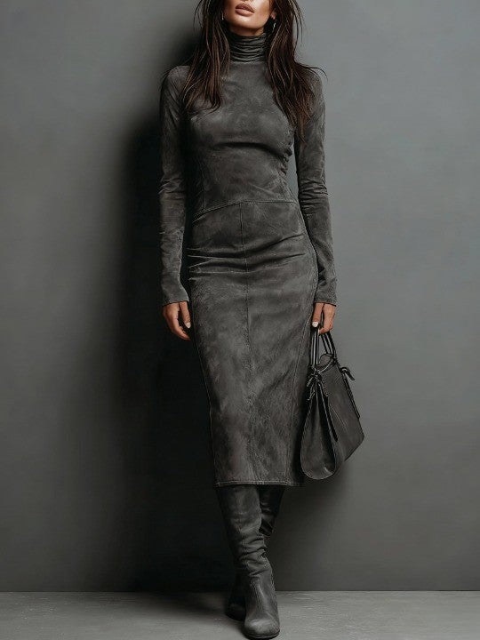 Mildred™ Elegante Suede Maxi-jurk