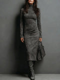 Mildred™ Elegante Suede Maxi-jurk