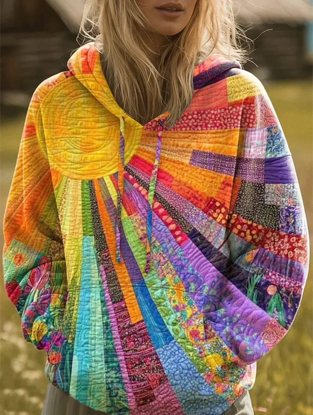 Laura™ - Boheemse veelkleurige patchwork hoodie