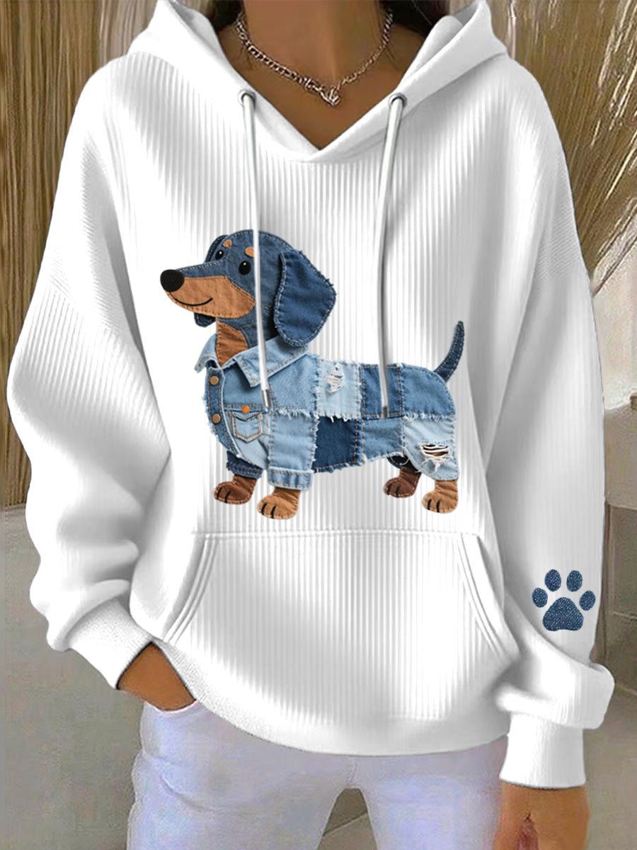 Bumper | Hoodie Patchwork Art Teckel Patroon
